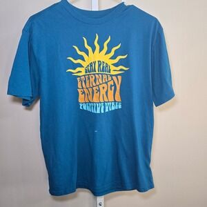 Wonder Nation Kids Teal Positive Vibes Graphic T-Shirt Top‎ Boys sz XL 14/16